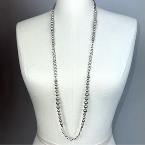 Figaro Chain Necklace w/ Metallic Beads | Brushed Silvertone | LOFT